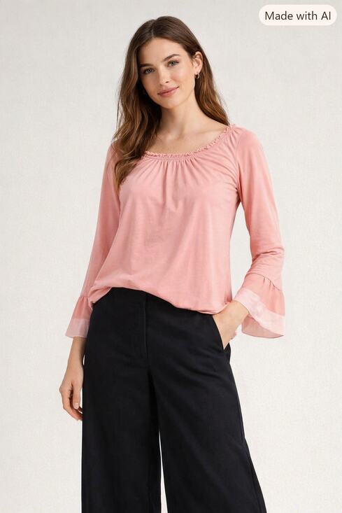 J.Jill Tops - J.Jill Cotton Blend Silk Trim Coral Top Size XL